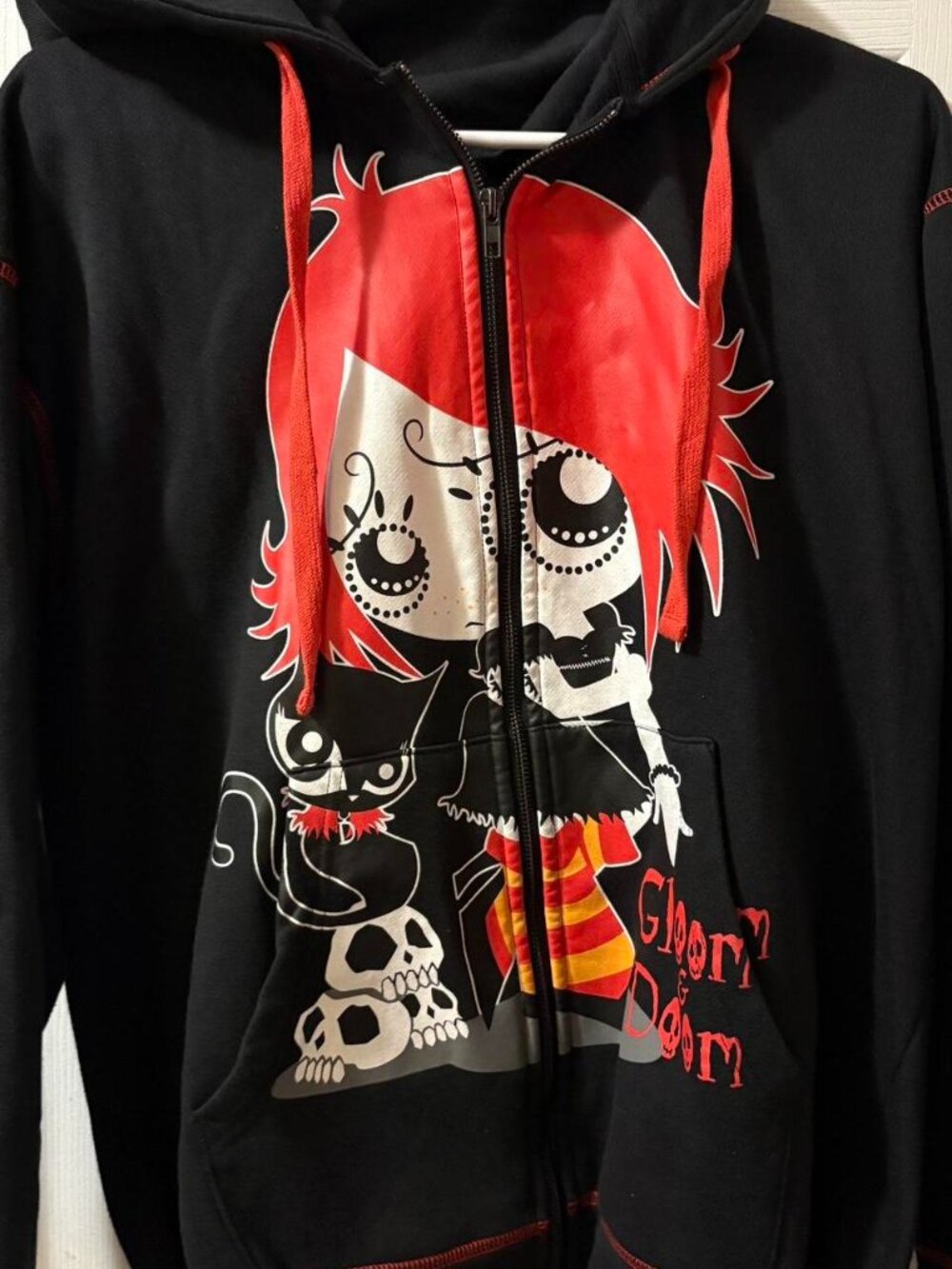 Mighty Fine Ruby Gloom zipup sweater